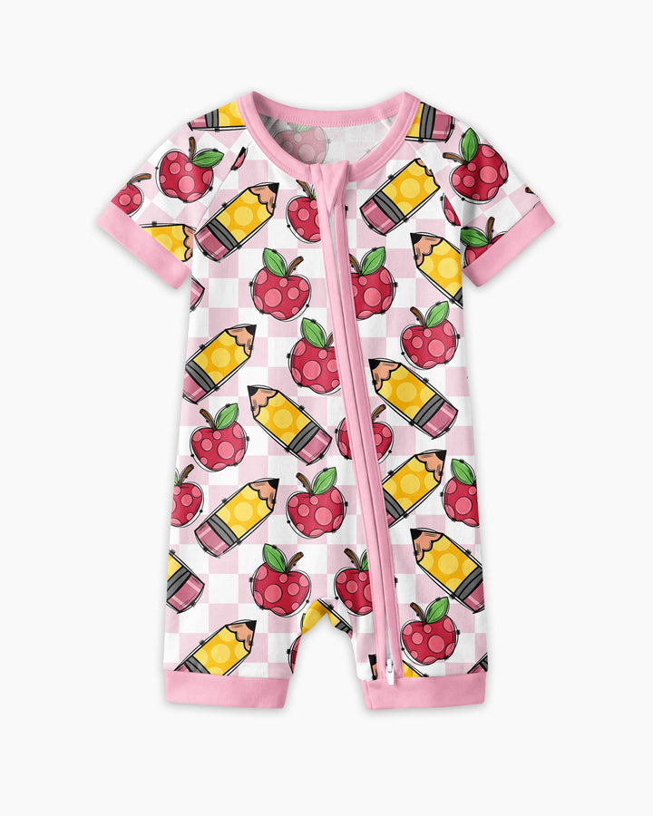 Checkered Apple Scribbles Bamboo Shorty Zippy