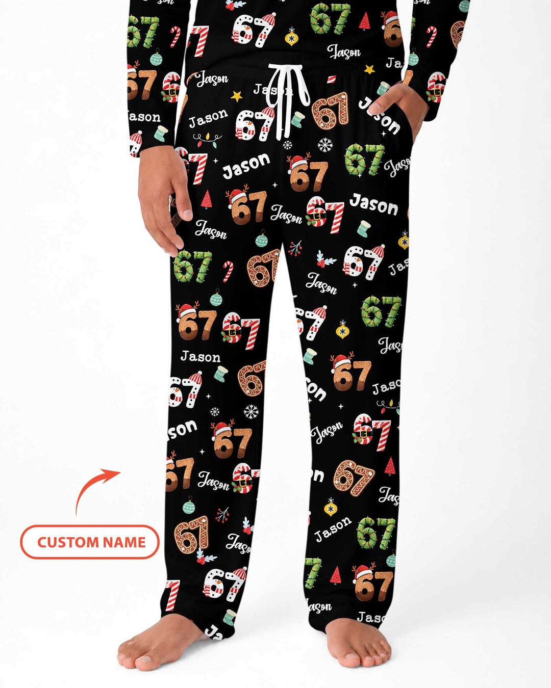 Custom '6 7' Six Seven Christmas Slang Meme Bamboo Men's Pajama Set