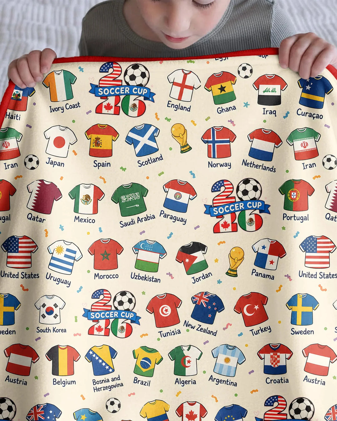 2026 Soccer World Jersey Flag Bamboo Blanket