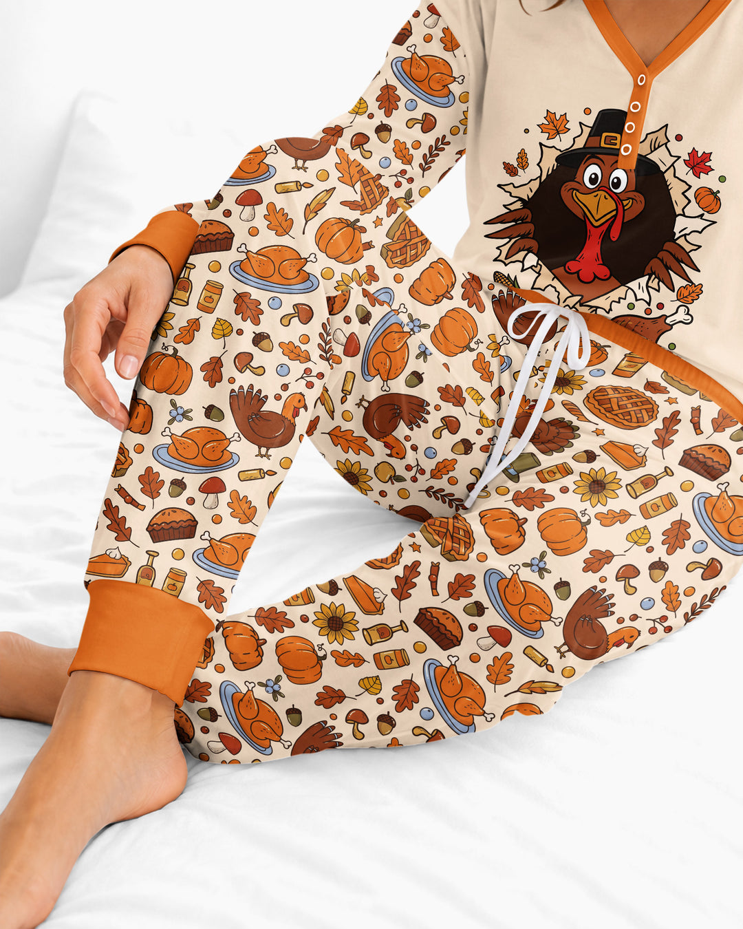Funny Turkey on Thanksgiving Bamboo Women Pajama Set