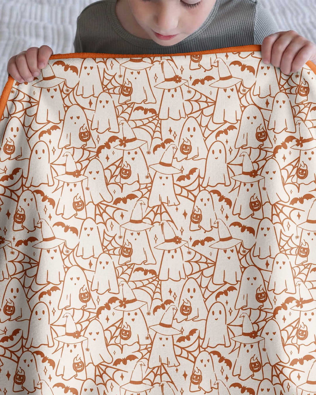 Boo Trick or Treat Ghosts Halloween Bamboo Blanket