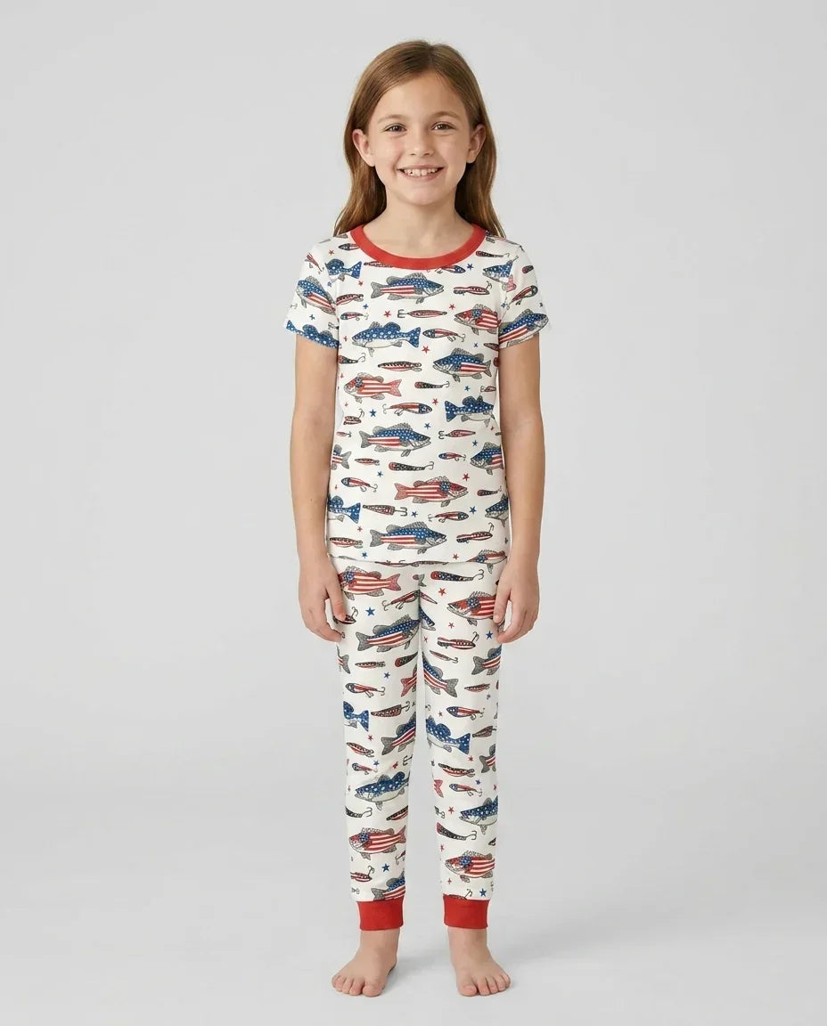 Hooked On Freedom Bamboo Two Piece Short Sleeve Pajama Set