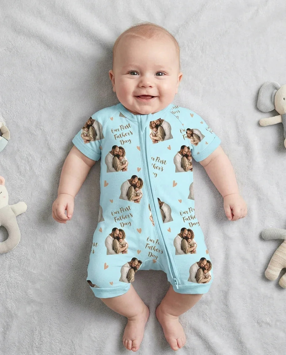 Custom Photo Our First as Parents Bamboo Shorty Zippy