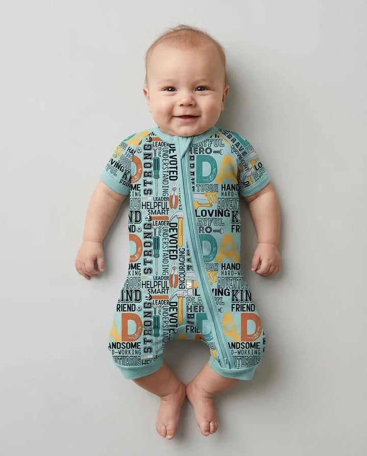 Dad Word Collage Bamboo Shorty Zippy