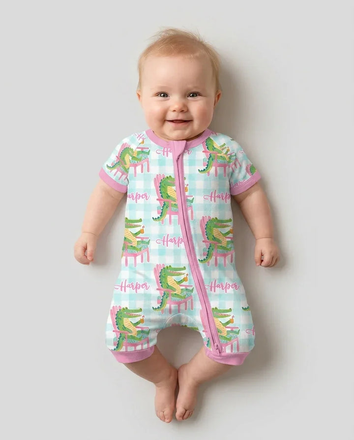 Custom Name Preppy Later Gator Bamboo Shorty Zippy