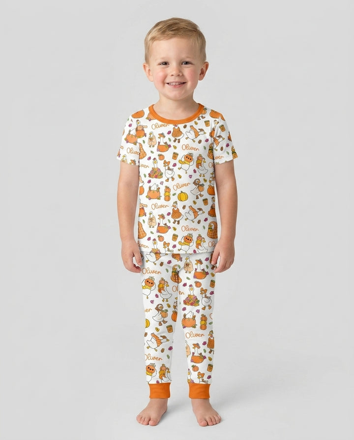 Fall Silly Goose Bamboo Two Piece Short Sleeve Pajama Set