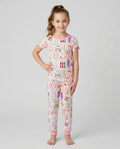 Colorful Doodle School Bamboo Two Piece Short Sleeve Pajama Set