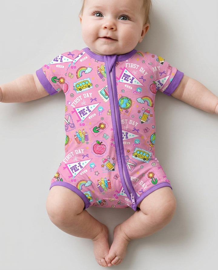Custom Grade Girls School First Day Bamboo Shorty Zippy