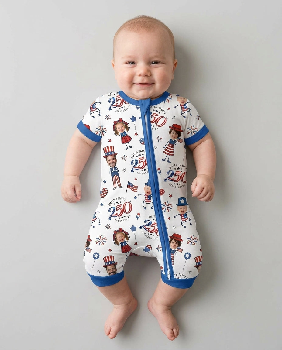 Custom Photo Smith Family Celebration Bamboo Shorty Zippy