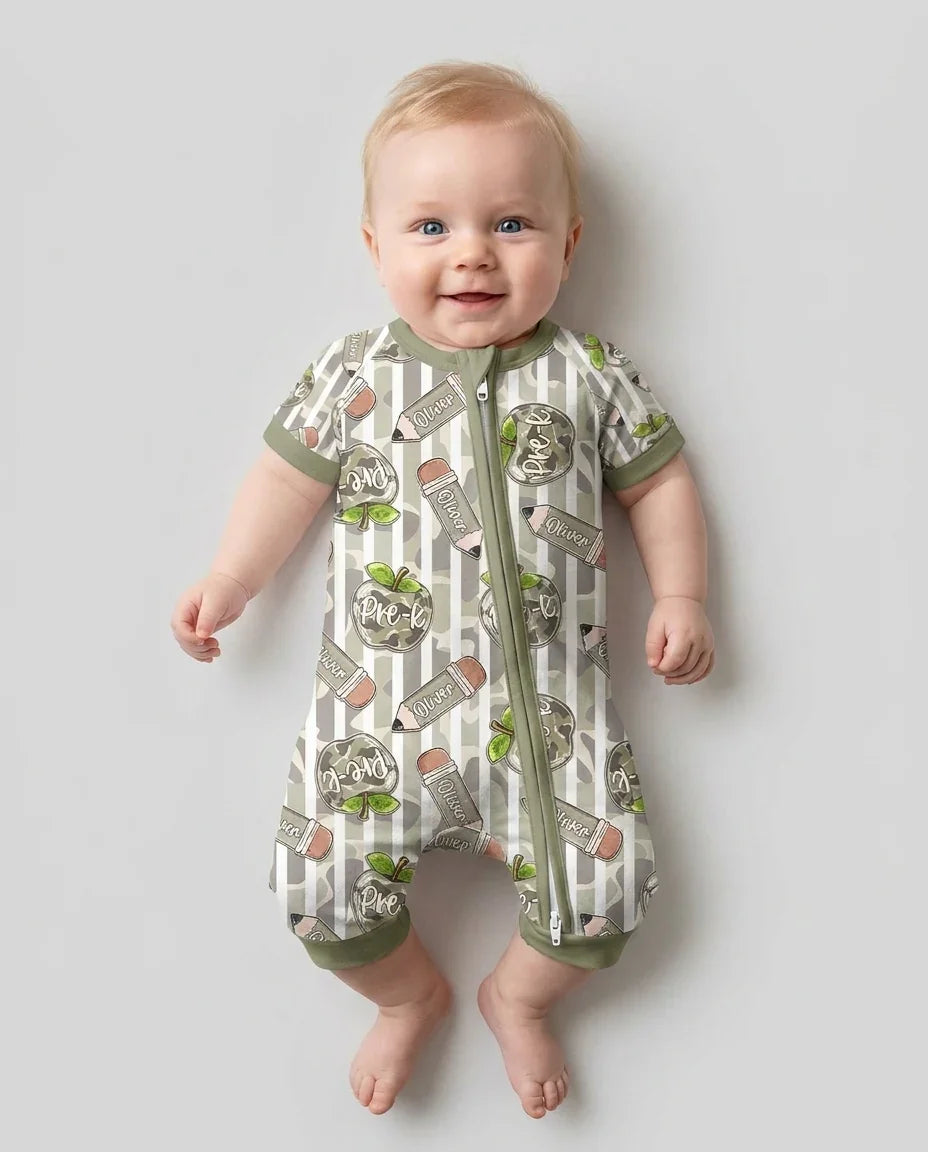 Custom Name Camo Apple Days Bamboo Shorty Zippy