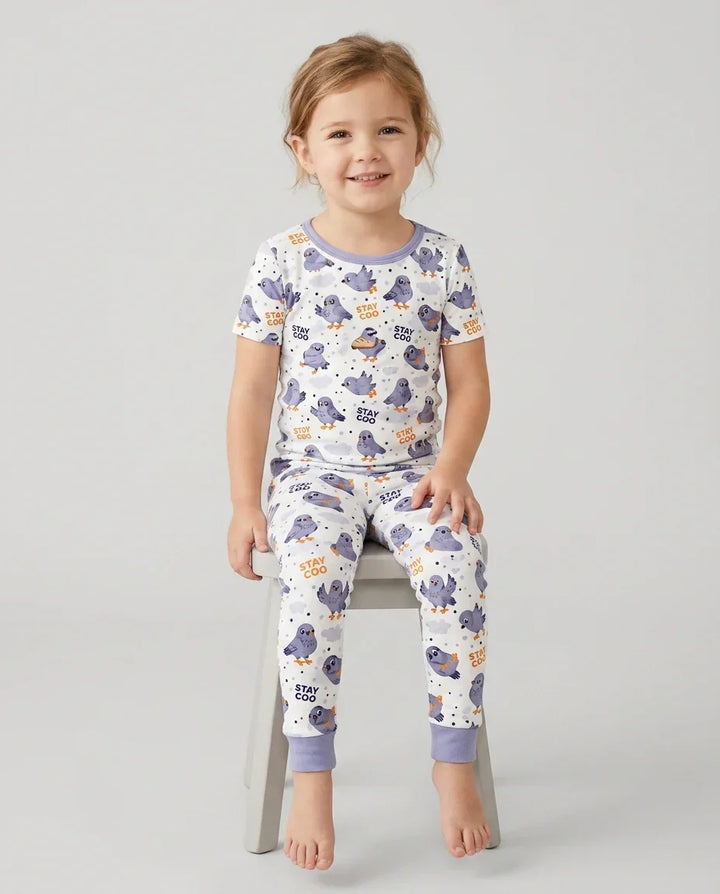 Pigeon Stay Coo Bamboo Two Piece Short Sleeve Pajama Set