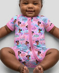 Black Mermaid I Am Strong Bamboo Shorty Zippy