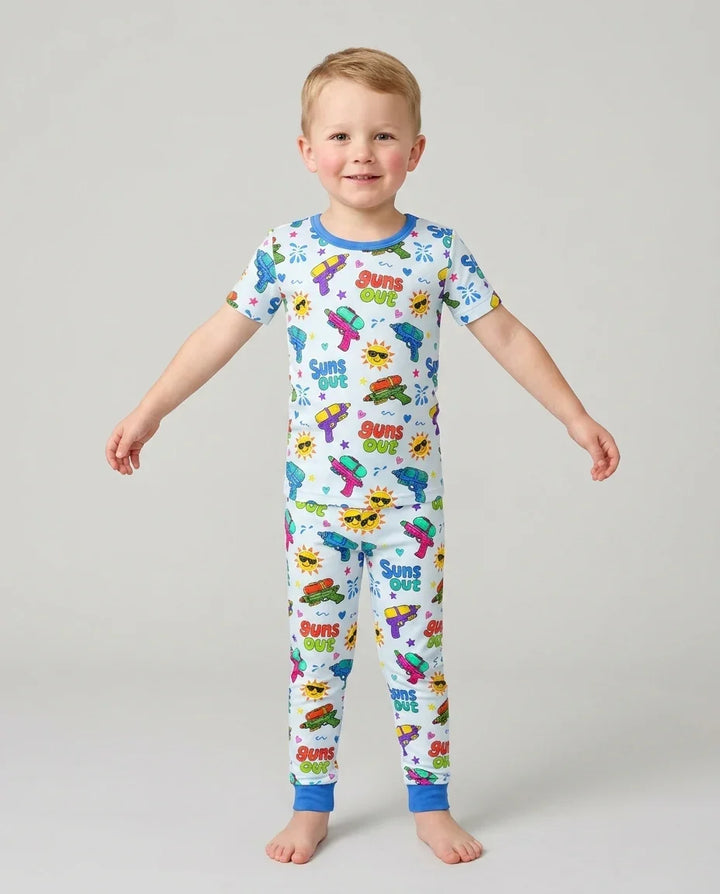 Sun Out Guns Out Bamboo Two Piece Short Sleeve Pajama Set