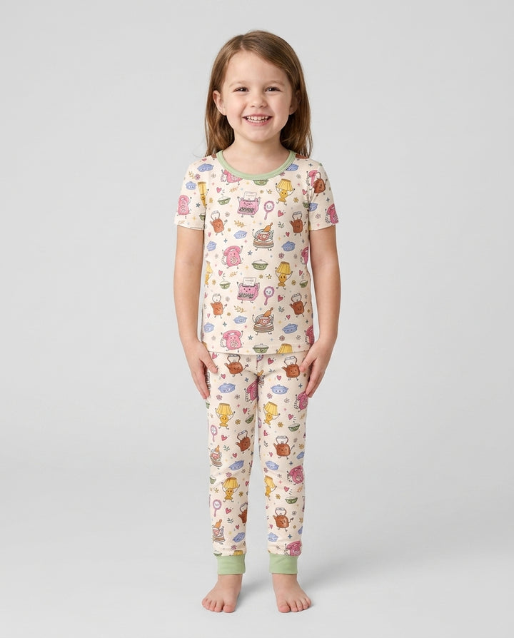 Retro Chasing Toy Bamboo Two Piece Short Sleeve Pajama Set
