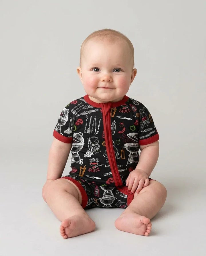 Backyard BBQ Party Family Matching Bamboo Shorty Zippy