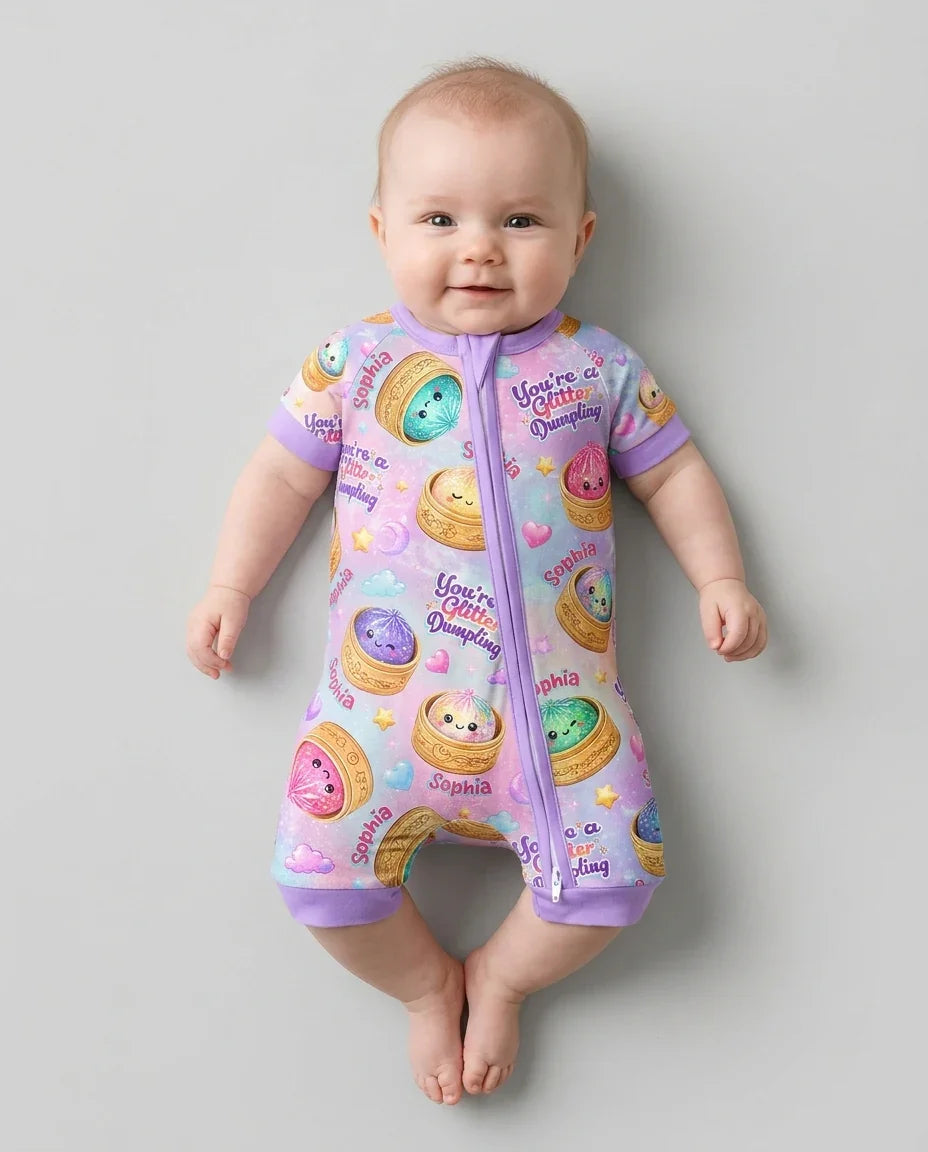 Custom Name You're A Glitter Dumpling Bamboo Shorty Zippy
