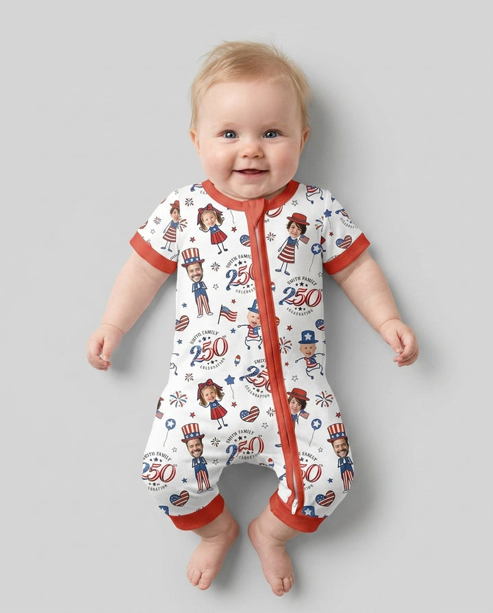 Custom Photo Smith Family Celebration Bamboo Shorty Zippy