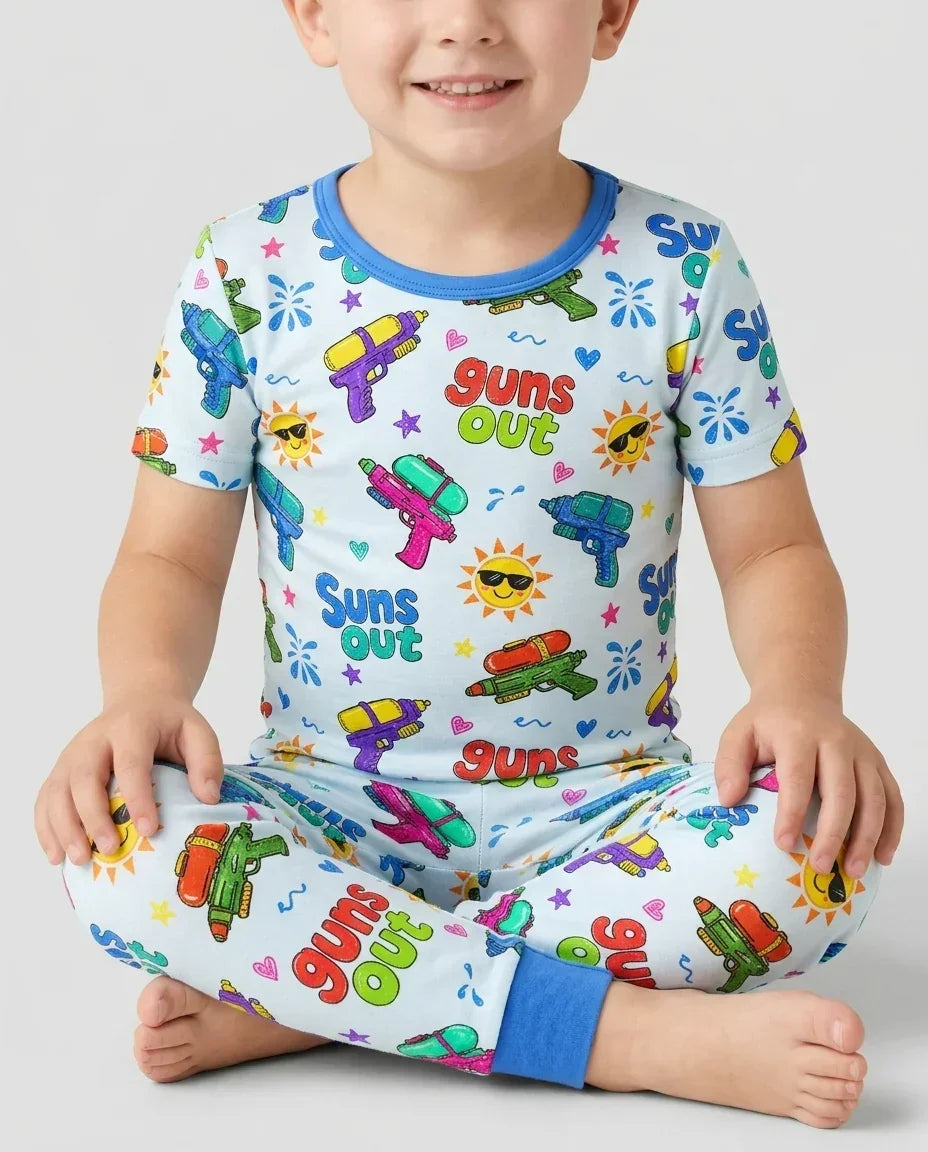 Sun Out Guns Out Bamboo Two Piece Short Sleeve Pajama Set