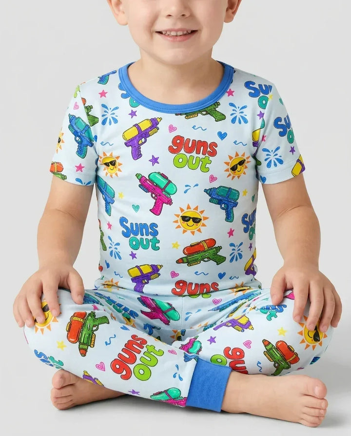 Sun Out Guns Out Bamboo Two Piece Short Sleeve Pajama Set