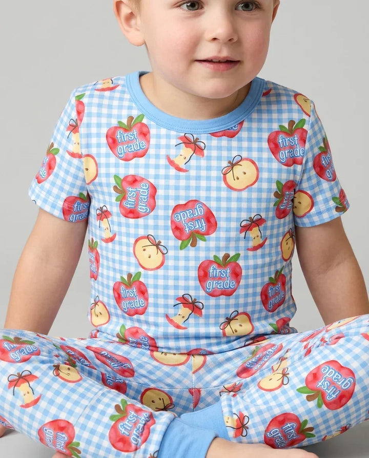 Custom School Grade Apple Days Bamboo Two Piece Short Sleeve Pajama Set