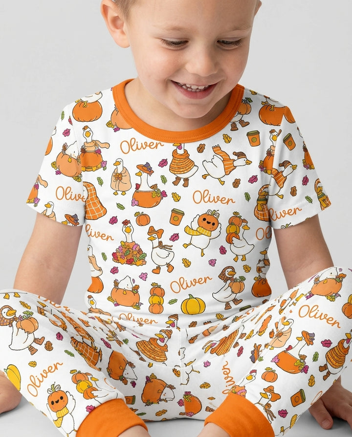 Fall Silly Goose Bamboo Two Piece Short Sleeve Pajama Set
