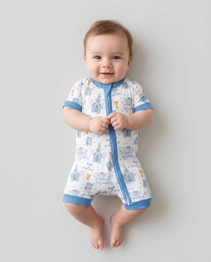 Custom Name Baptism Christening Straight Outta Holy Water Bamboo Shorty Zippy