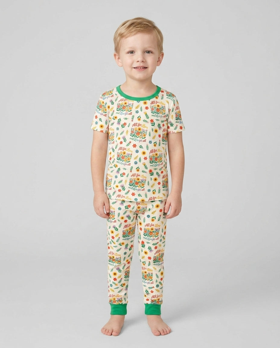 Love For All Family Matching Bamboo Two Piece Short Sleeve Pajama Set