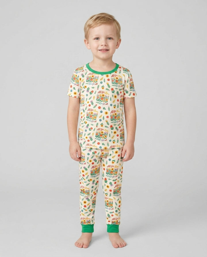 Love For All Family Matching Bamboo Two Piece Short Sleeve Pajama Set