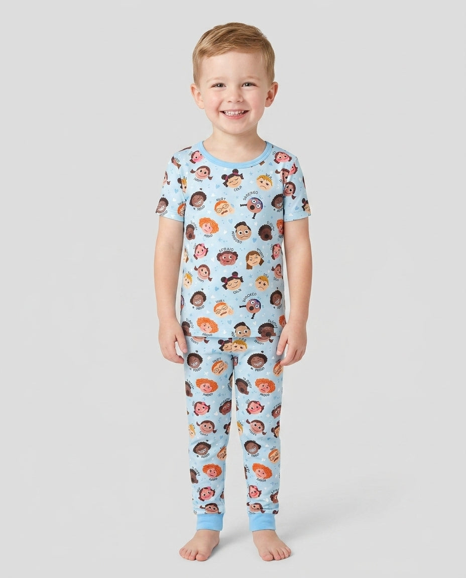 Feelings Vocabulary Bamboo Two Piece Short Sleeve Pajama Set