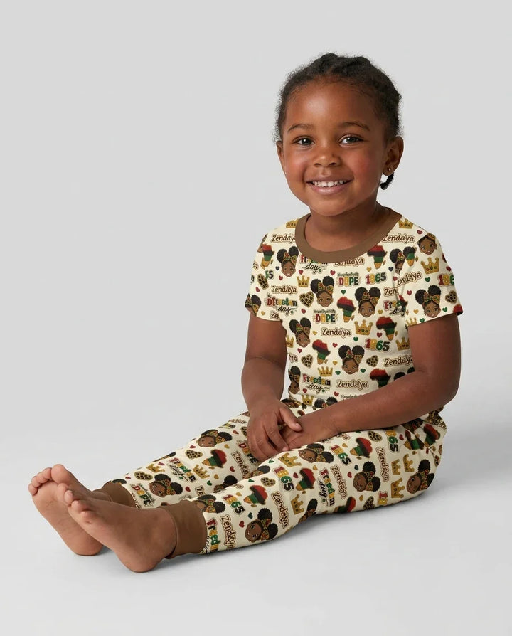 Custom Name Juneteenth Unapologetically Dope Bamboo Two Piece Short Sleeve Pajama Set
