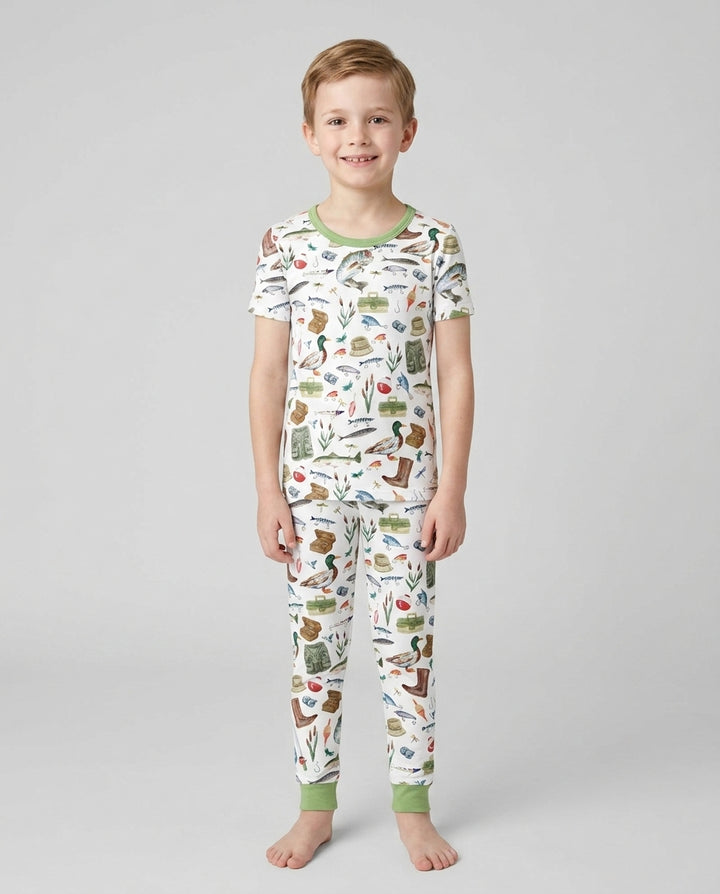 Daddy's Fishing Buddy Daddy& Me Matching Bamboo Two Piece Short Sleeve Pajama Set