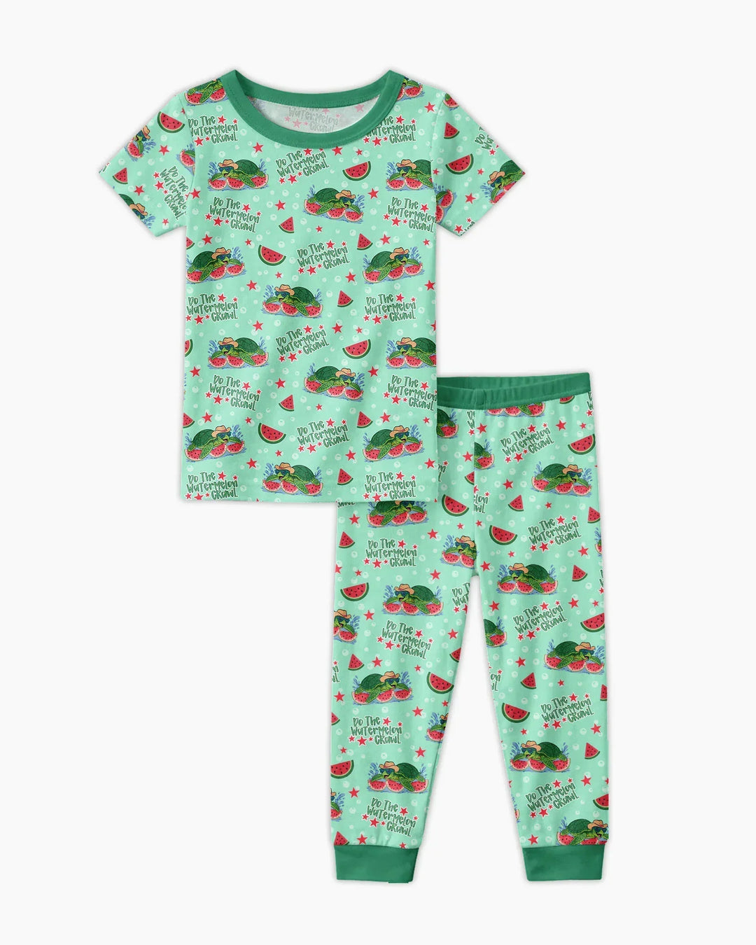 Watermelon Turtle Family Matching Bamboo Two Piece Short Sleeve Pajama Set