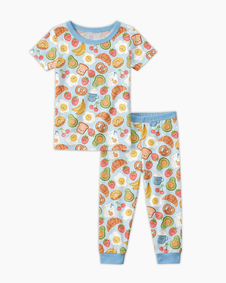 Breakfast Buddies Family Matching Bamboo Two Piece Short Sleeve Pajama Set