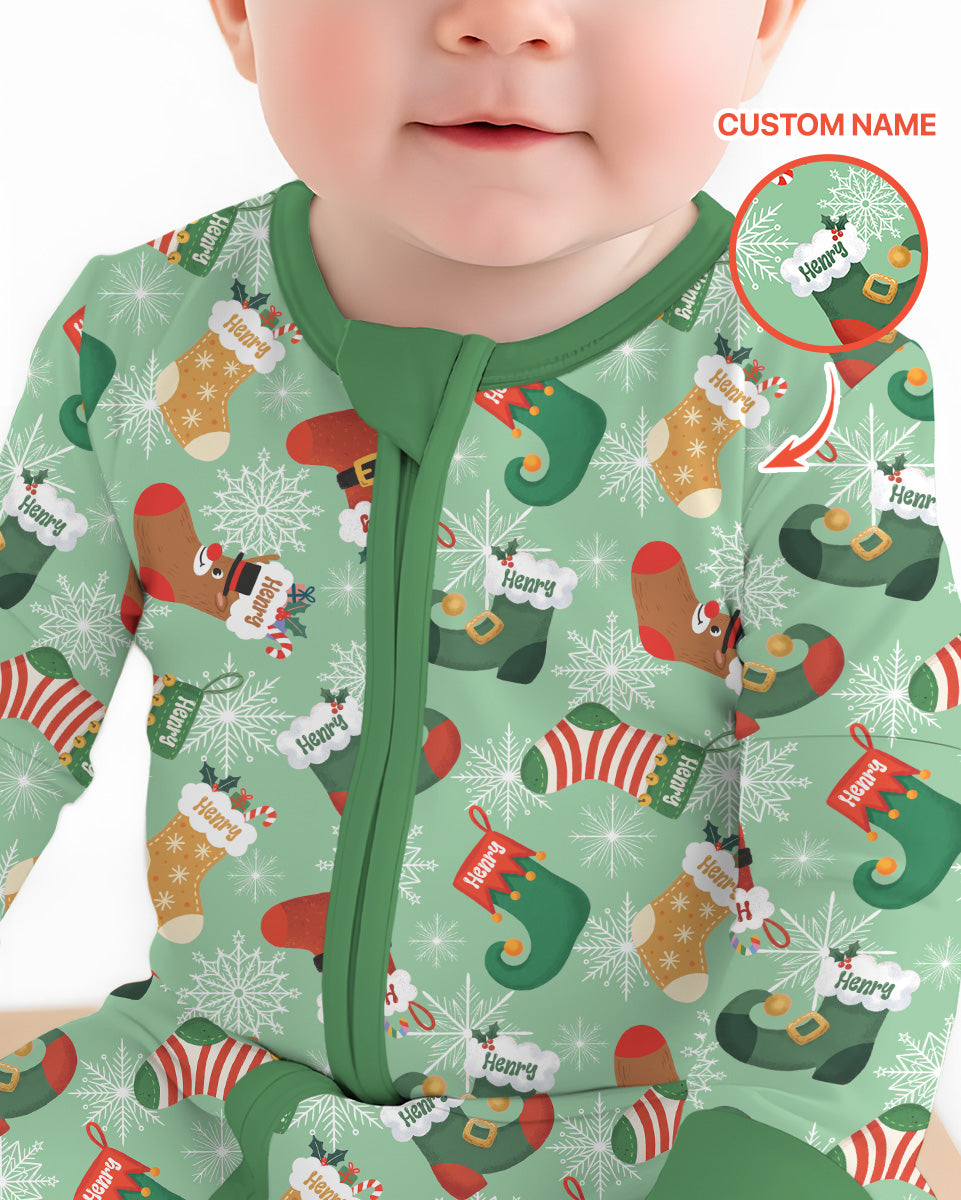 Personalize Christmas Crew Family Matching  Bamboo Convertible Zippy