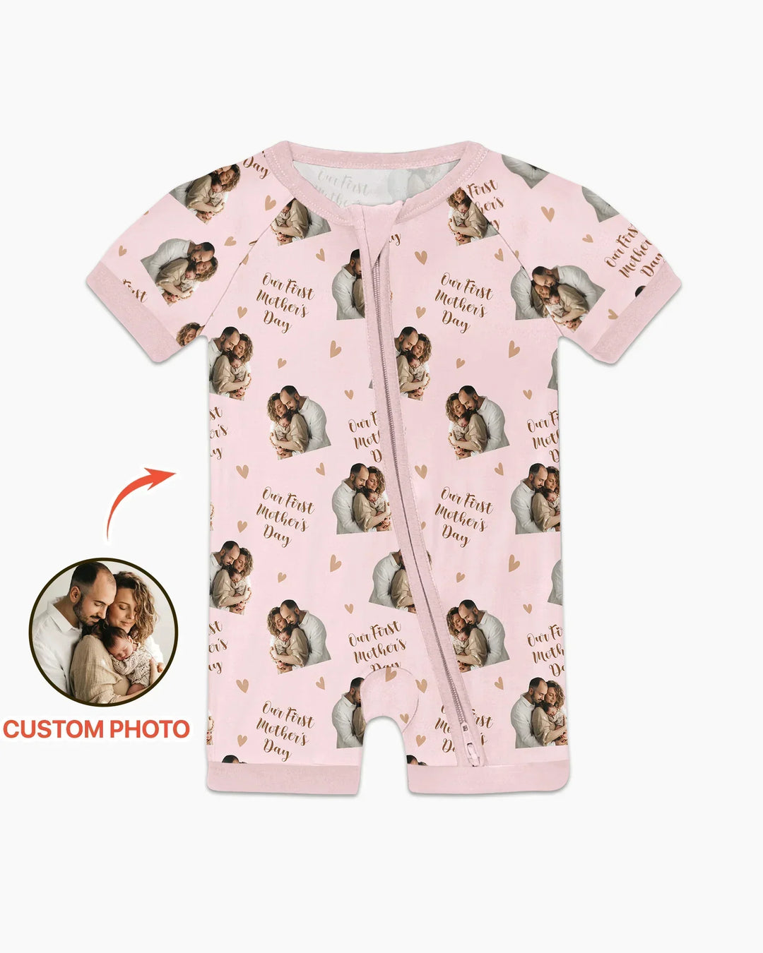 Custom Photo Our First as Parents Bamboo Shorty Zippy