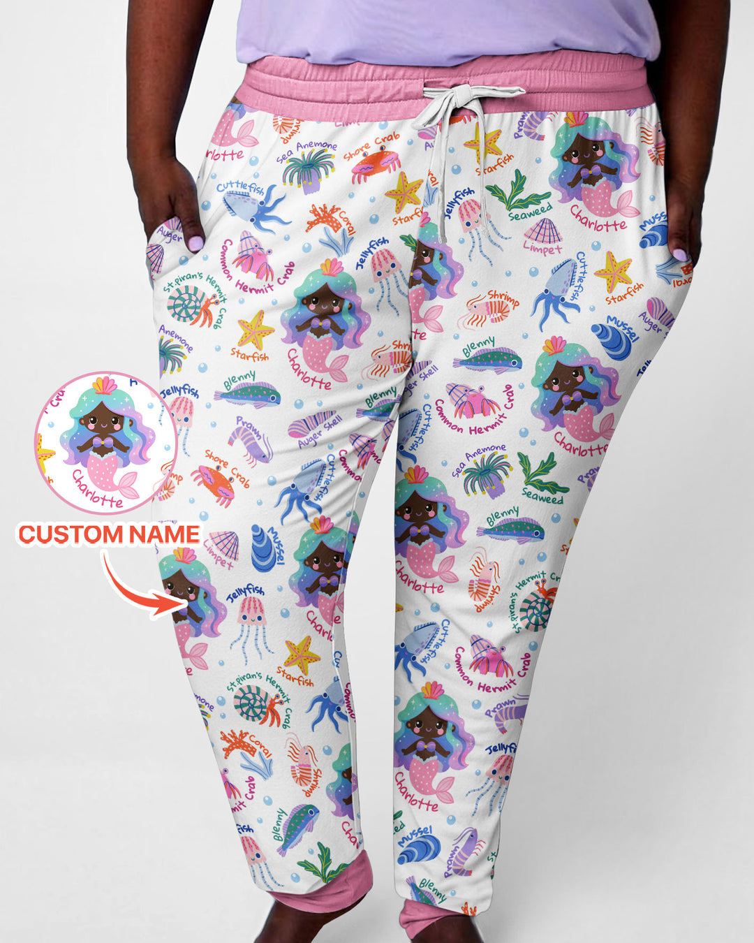 Personalized Cute Mermaid Bamboo Women Pajama Set