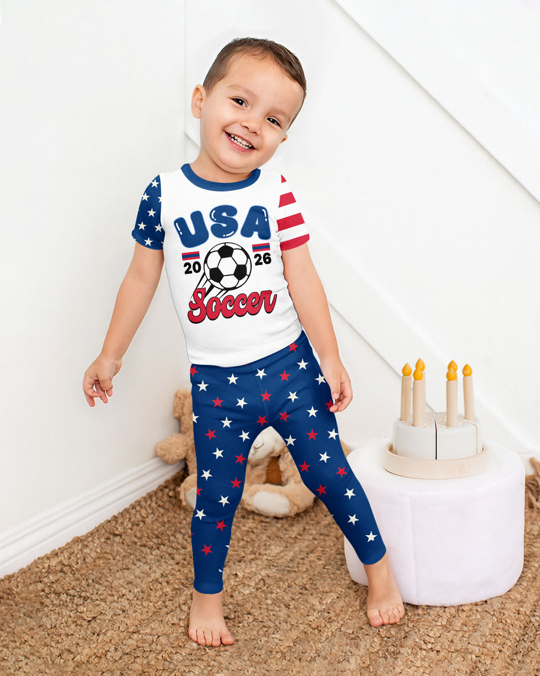USA Soccer Cup Bamboo Two Piece Short Sleeve Pajama Set