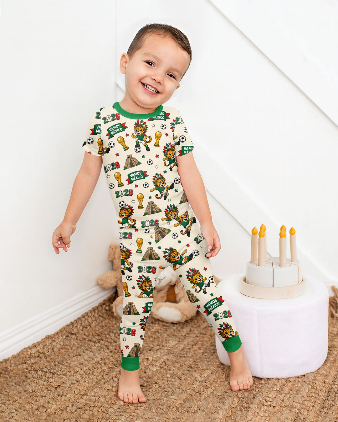 Jaguar 2026 Vamos Mexico Family Matching Bamboo Two Piece Short Sleeve Pajama Set