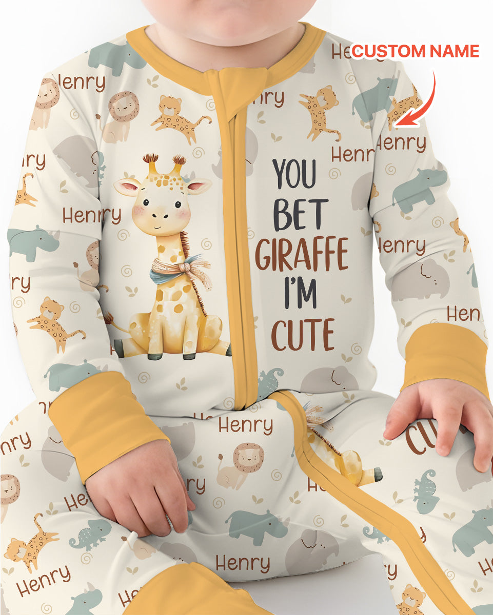 You Bet Giraffe I'm Cute Custom Name Bamboo Convertible Zippy