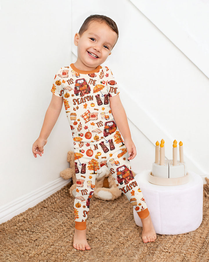 Fall Tis the Season Bamboo Two Piece Short Sleeve Pajama Set
