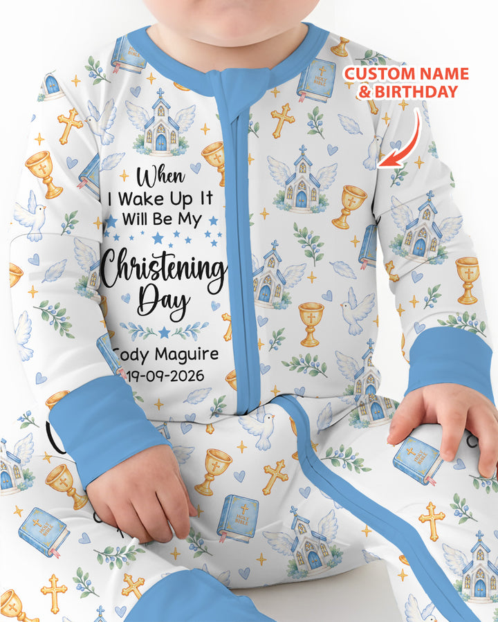 Personalized When I Wake Up It Will Be My Christening Day Bamboo Convertible Zippy