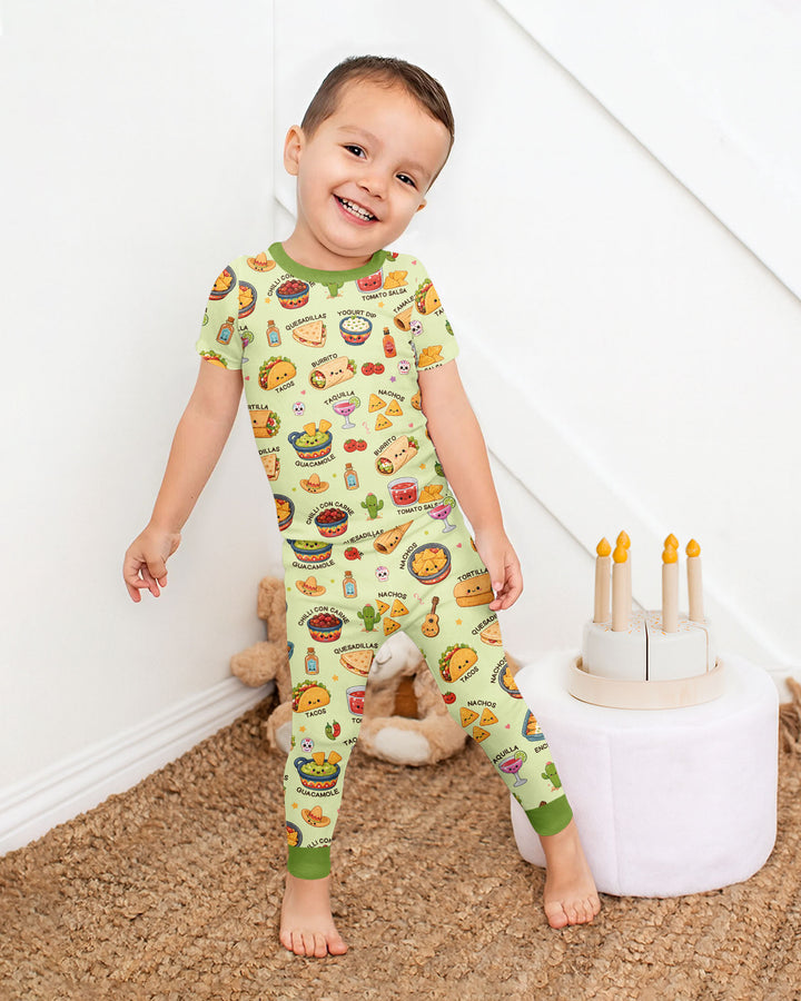 Kawaii Mexican Food Bamboo Two Piece Short Sleeve Pajama Set