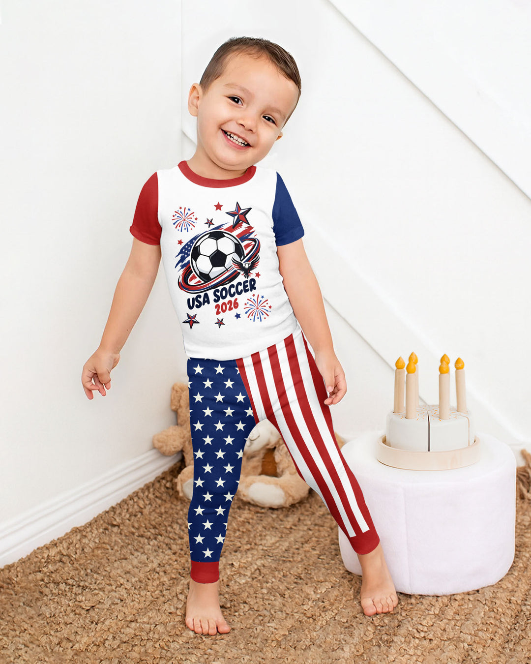 USA Soccer 2026 Family Matching Bamboo Two Piece Short Sleeve Pajama Set