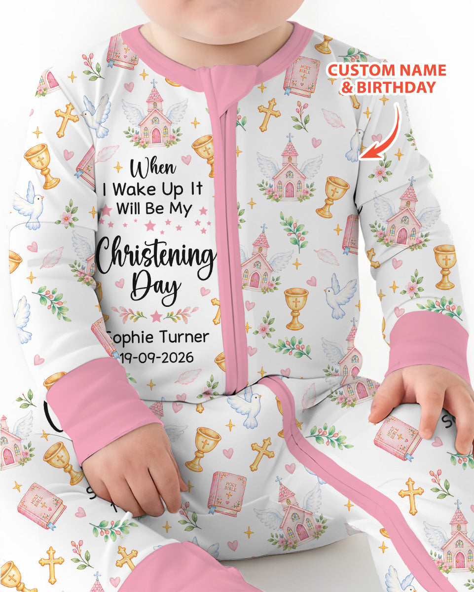 Personalized When I Wake Up It Will Be My Christening Day Bamboo Convertible Zippy