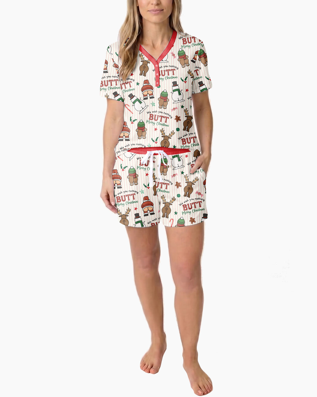 We Wish You Nothing Butt Merry Bamboo Women Short Sleeve Short Pajama Set