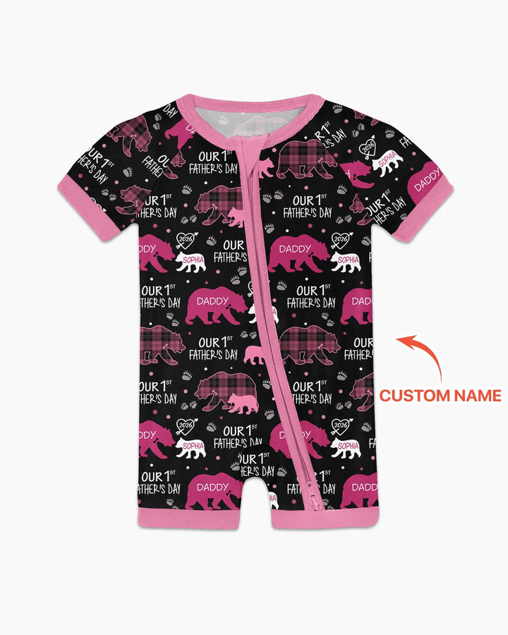 Our 1st Father's Day Daddy Bear & Me Matching Bamboo Shorty Zippy