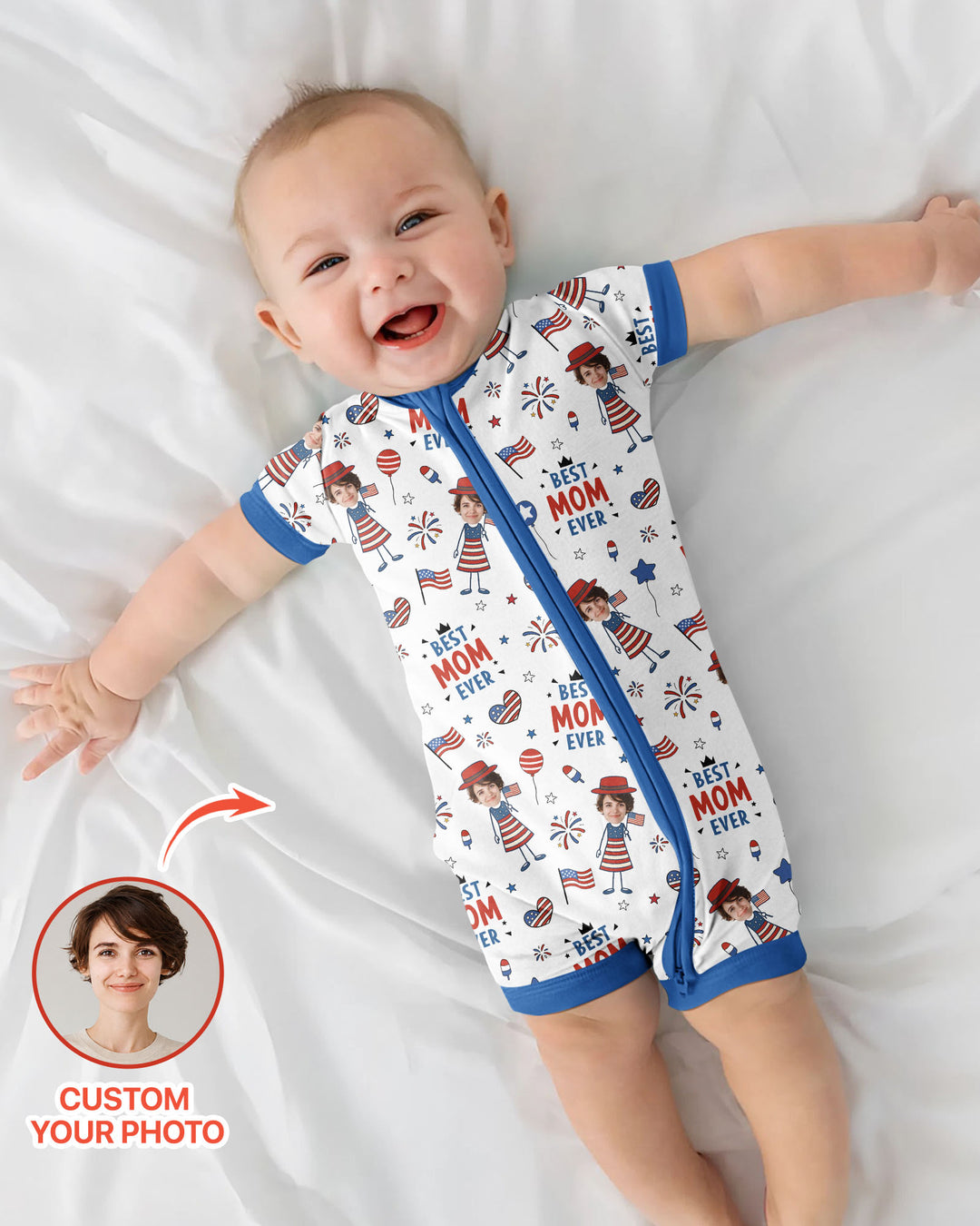 Custom Photo Best Patriotic Family Ever Bamboo Shorty Zippy