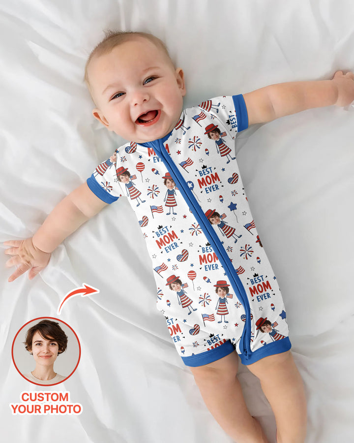 Custom Photo Best Patriotic Family Ever Bamboo Shorty Zippy