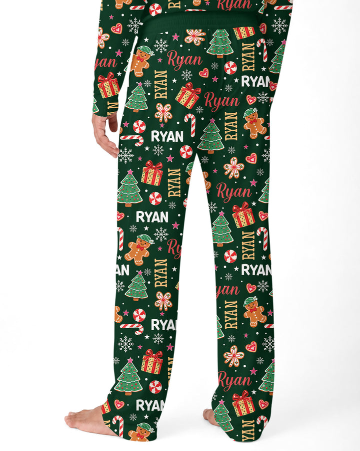Custom Name Christmas Crew Family Matching Bamboo Men's Pajama Set