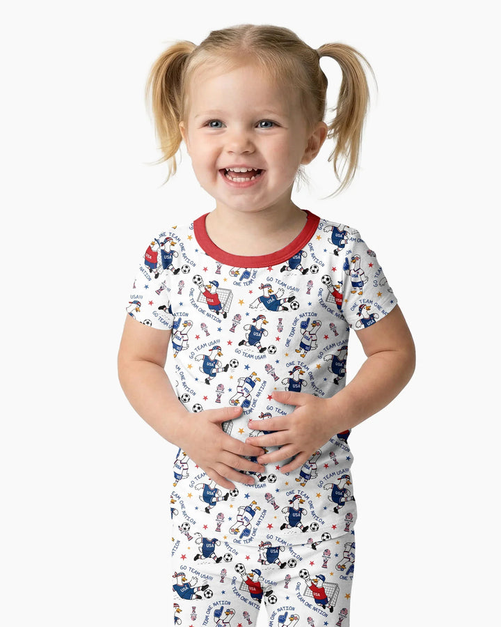 USA Soccer Goose Family Matching Bamboo Two Piece Short Sleeve Pajama Set